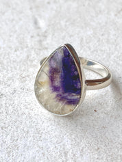 Blue John Teardrop Ring: Handmade Sterling Silver Derbyshire Gemstone