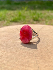 Oval Raw Ruby 925 Silver Ring