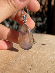 Rare Blue John Pendant, Teardrop 30mm x 18mm, Sterling Silver, Derbyshire UK