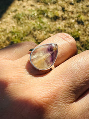 Blue John Teardrop Ring: 925 Sterling Silver, Handmade Derbyshire Gemstone