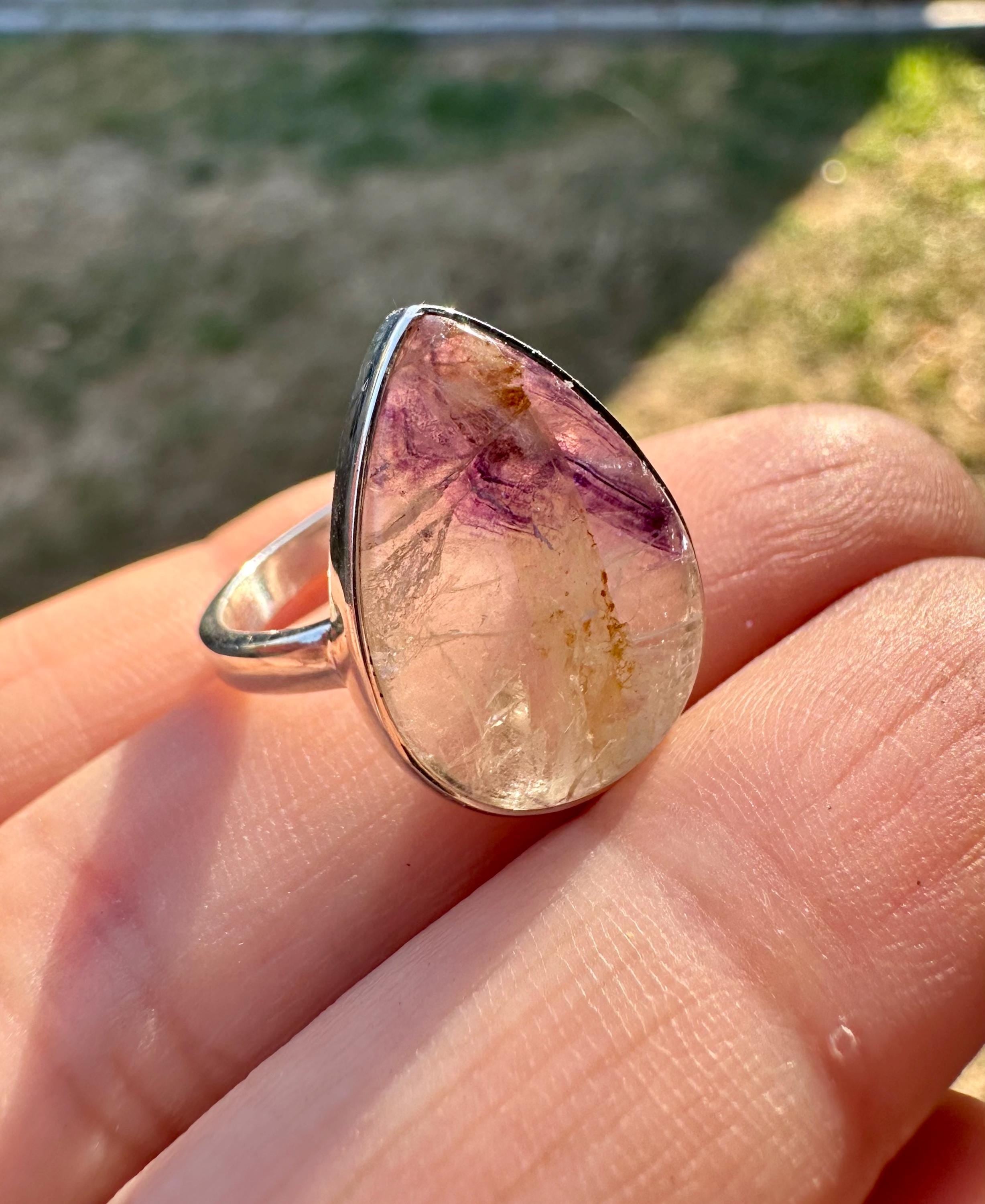 Blue John Teardrop Ring: 925 Sterling Silver, Handmade Derbyshire Gemstone