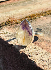 Blue John Teardrop Ring: 925 Sterling Silver, Handmade Derbyshire Gemstone
