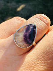 Blue John Teardrop Ring: Handmade Sterling Silver Derbyshire Gemstone