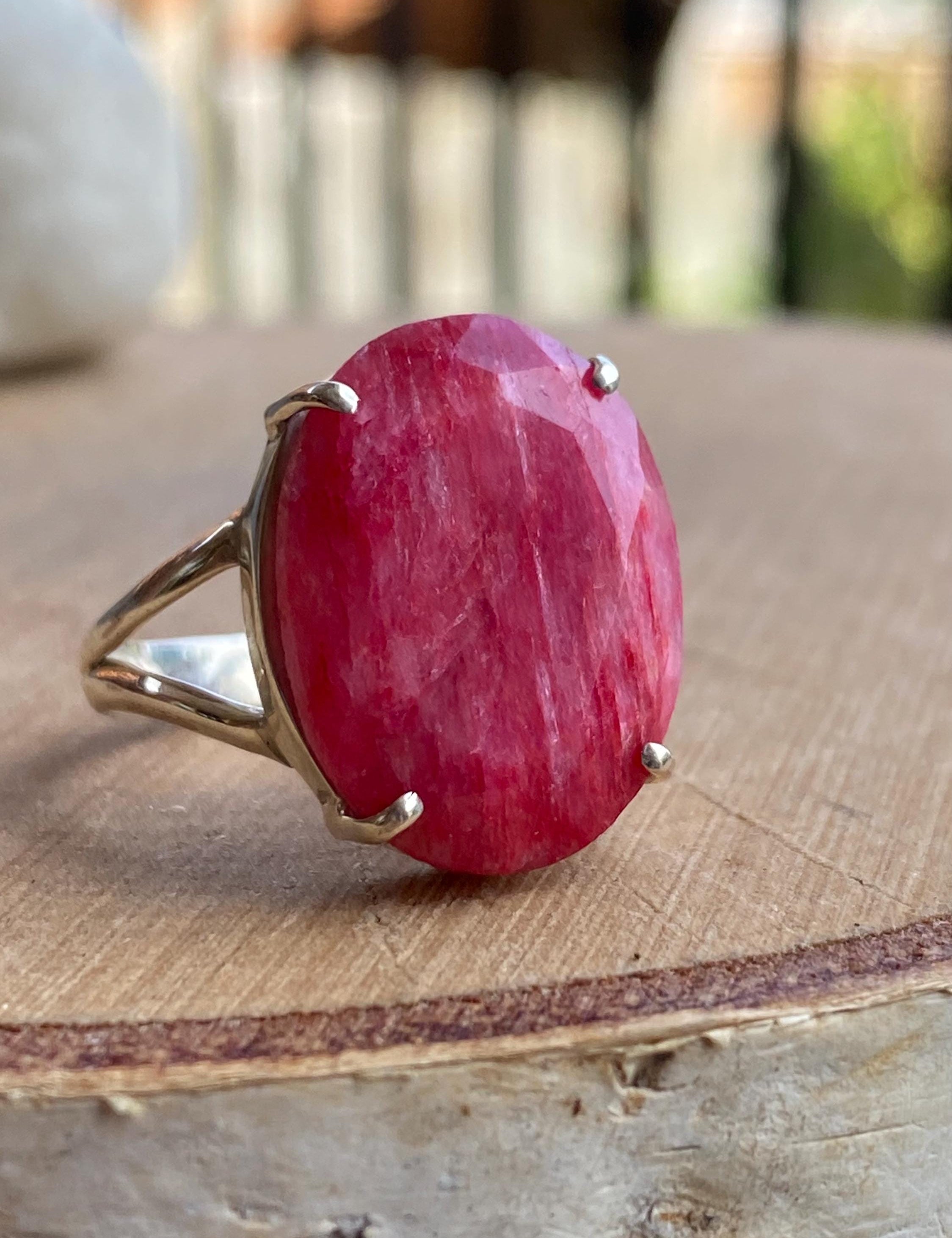 Raw Ruby and Silver Ring (AA)