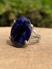 Raw Sapphire and Silver Ring