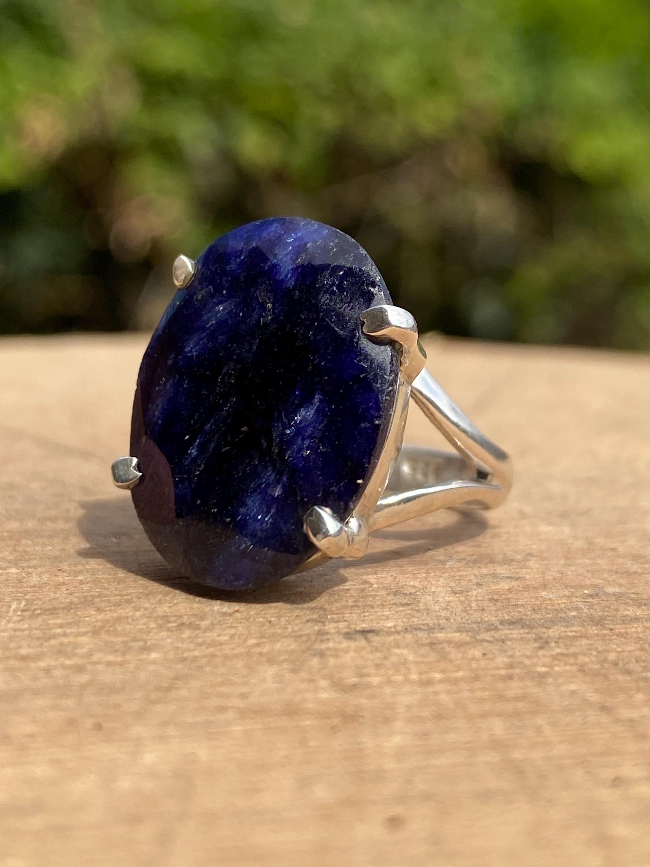 Raw Sapphire and Silver Ring