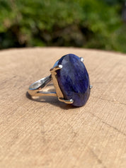 Raw Sapphire and Silver Ring