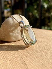 Green Amethyst (Prasiolite ) Sterling Silver Oval Pendant