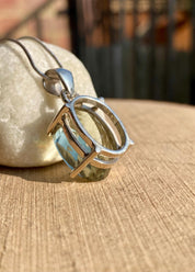 Green Amethyst (Prasiolite ) Sterling Silver Oval Pendant