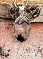 Rare Blue John Pendant, Oval 20mm x 13mm, Sterling Silver, Handmade Derbyshire UK