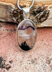 Rare Blue John Pendant, Oval 20mm x 13mm, Sterling Silver, Handmade Derbyshire UK