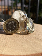 Green Amethyst (Prasiolite ) Sterling Silver Oval Pendant