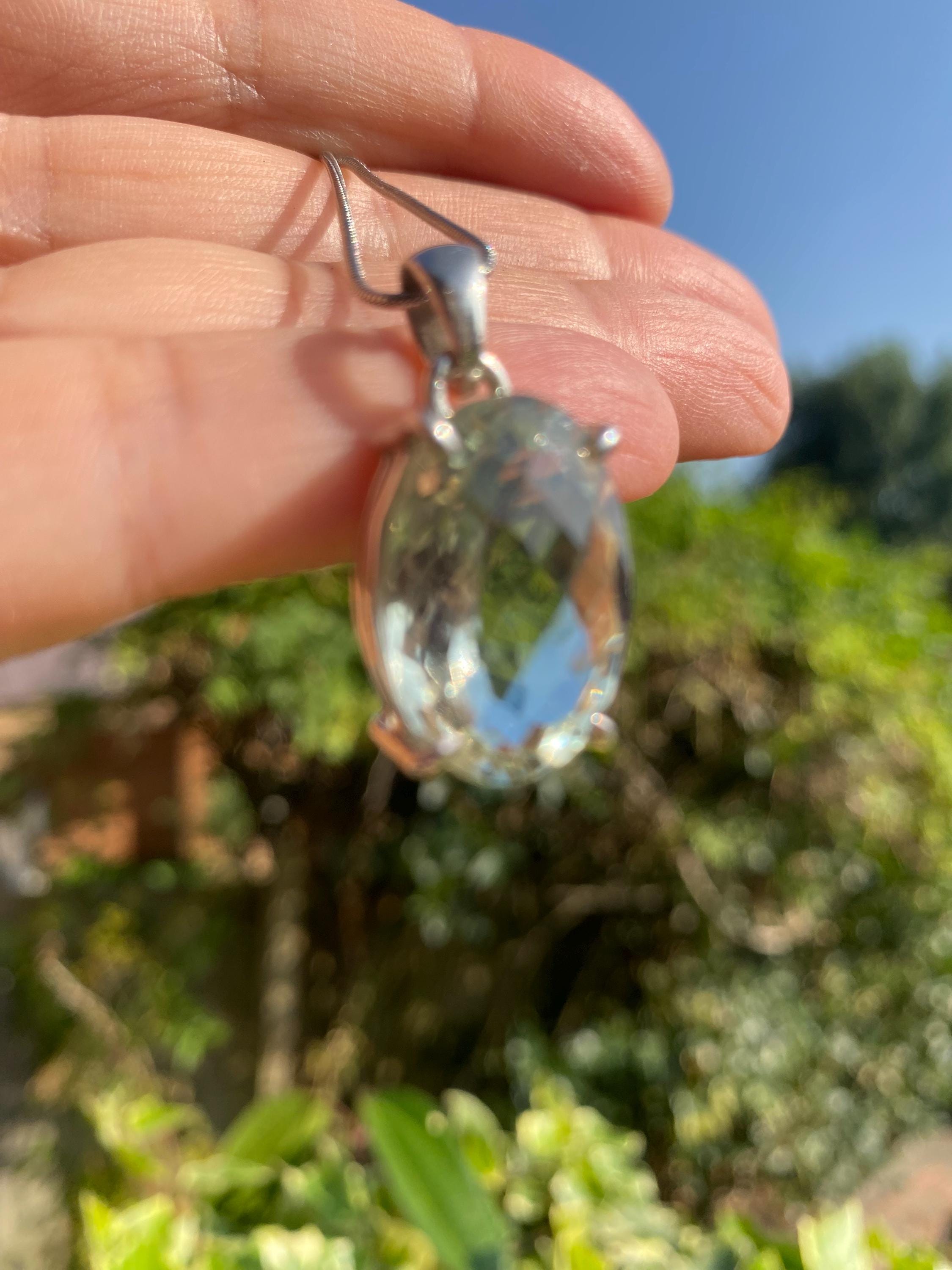 Green Amethyst (Prasiolite ) Sterling Silver Oval Pendant
