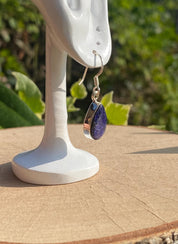 Teardrop Raw Sapphire 925 Silver Dangle Earrings