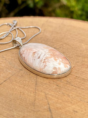 Peach Scolecite, Oval 43x26mm, 925 Sterling Silver, Handmade UK Gift