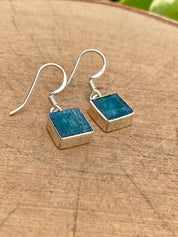 Raw Emerald and Silver Dangle Earrings