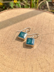 Raw Emerald and Silver Dangle Earrings