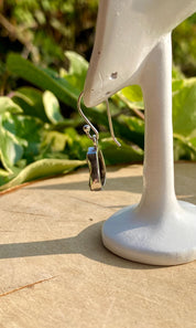 Meteorite Dangle Earrings: Sterling Silver Hexagon - Handmade Galaxy Jewellery