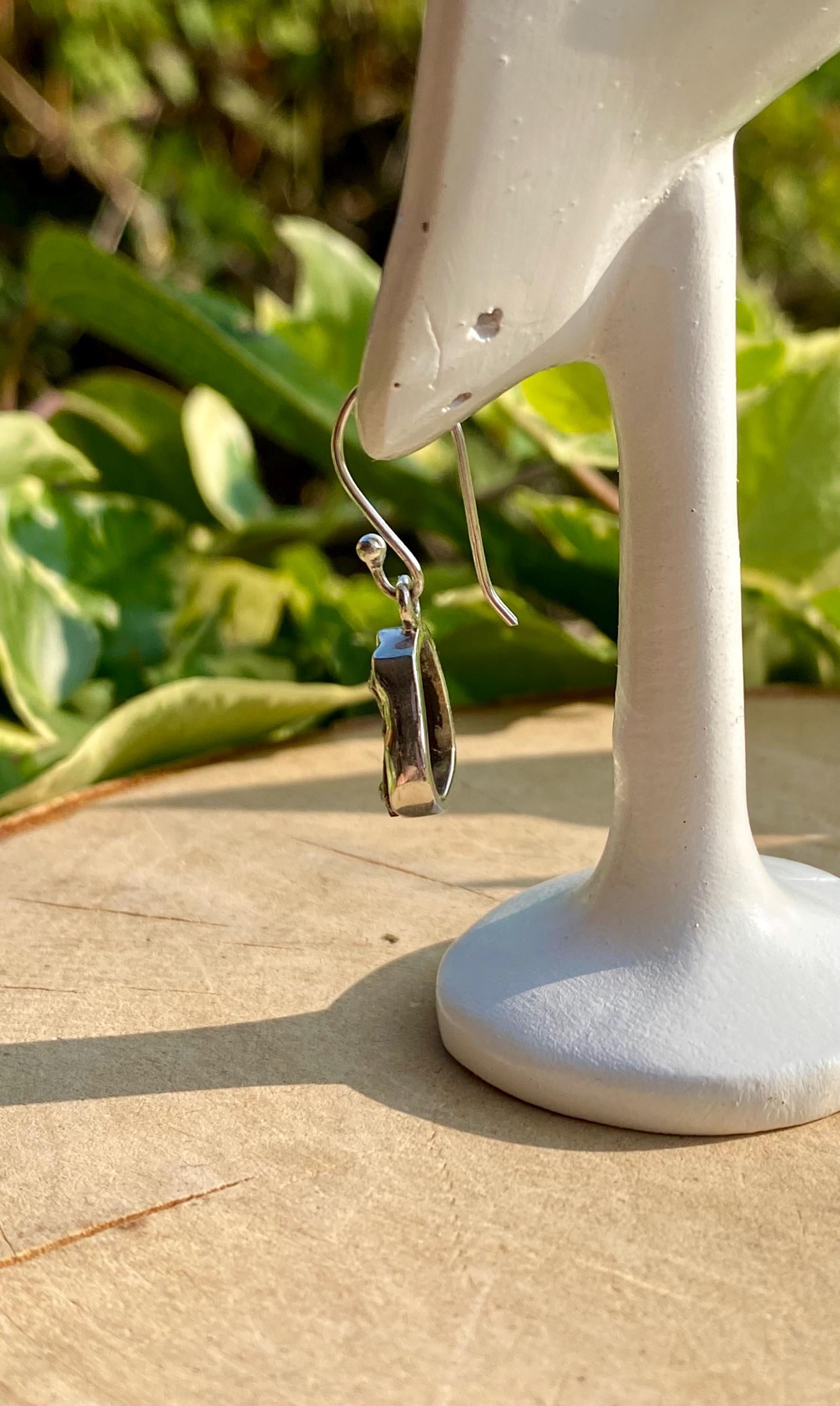 Meteorite Dangle Earrings: Sterling Silver Hexagon - Handmade Galaxy Jewellery