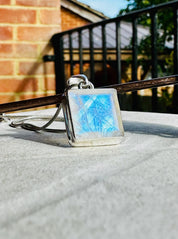 Faceted Blue Fire Moonstone Pendant: Sterling Silver, Handmade UK