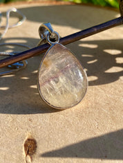 Blue John Teardrop Pendant: Sterling Silver, Handmade Derbyshire Gemstone