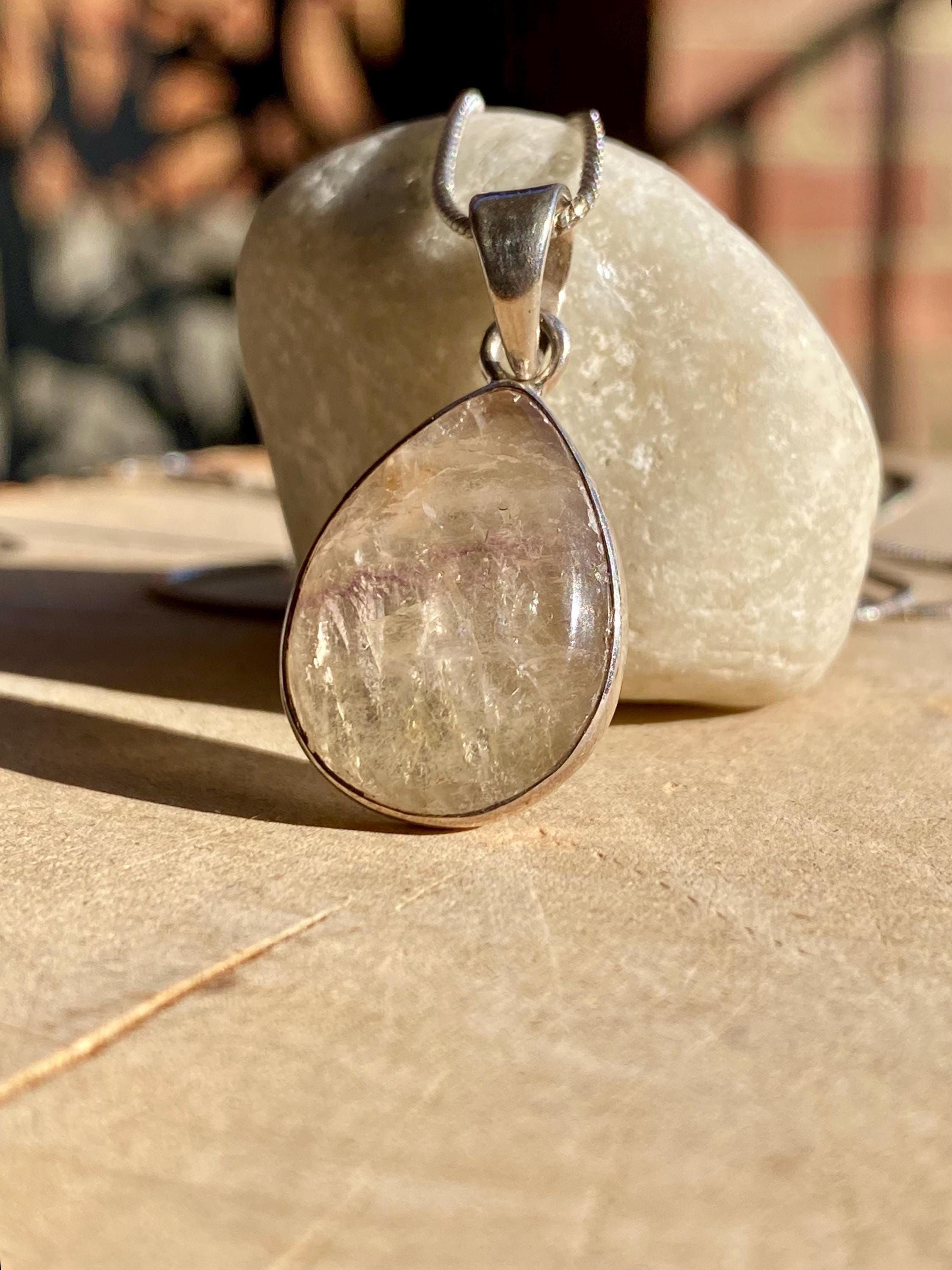 Blue John Teardrop Pendant: Sterling Silver, Handmade Derbyshire Gemstone