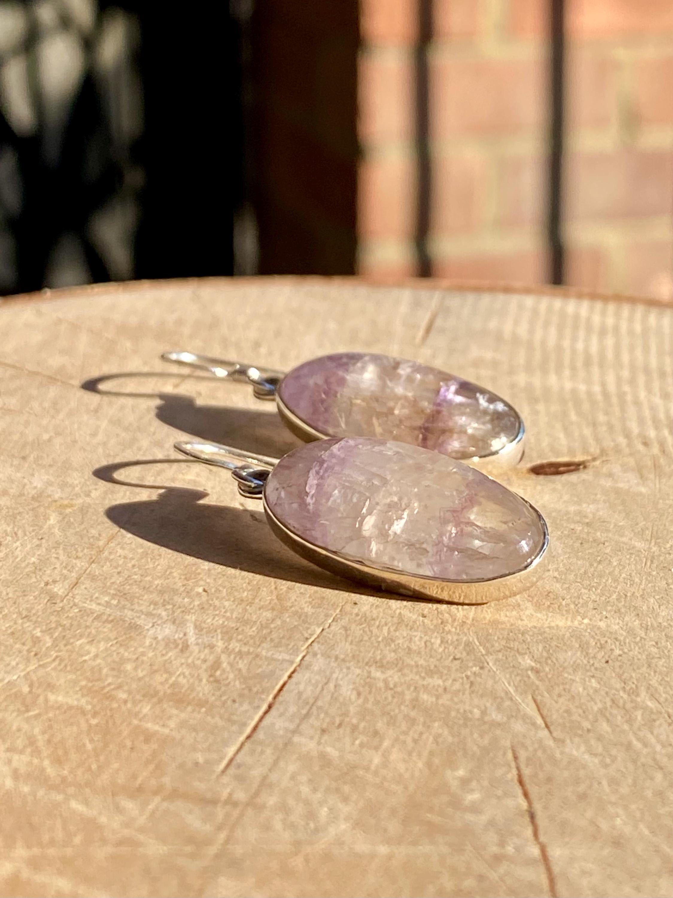 Blue John Drop Earrings: Sterling Silver, Handmade Derbyshire Jewelry