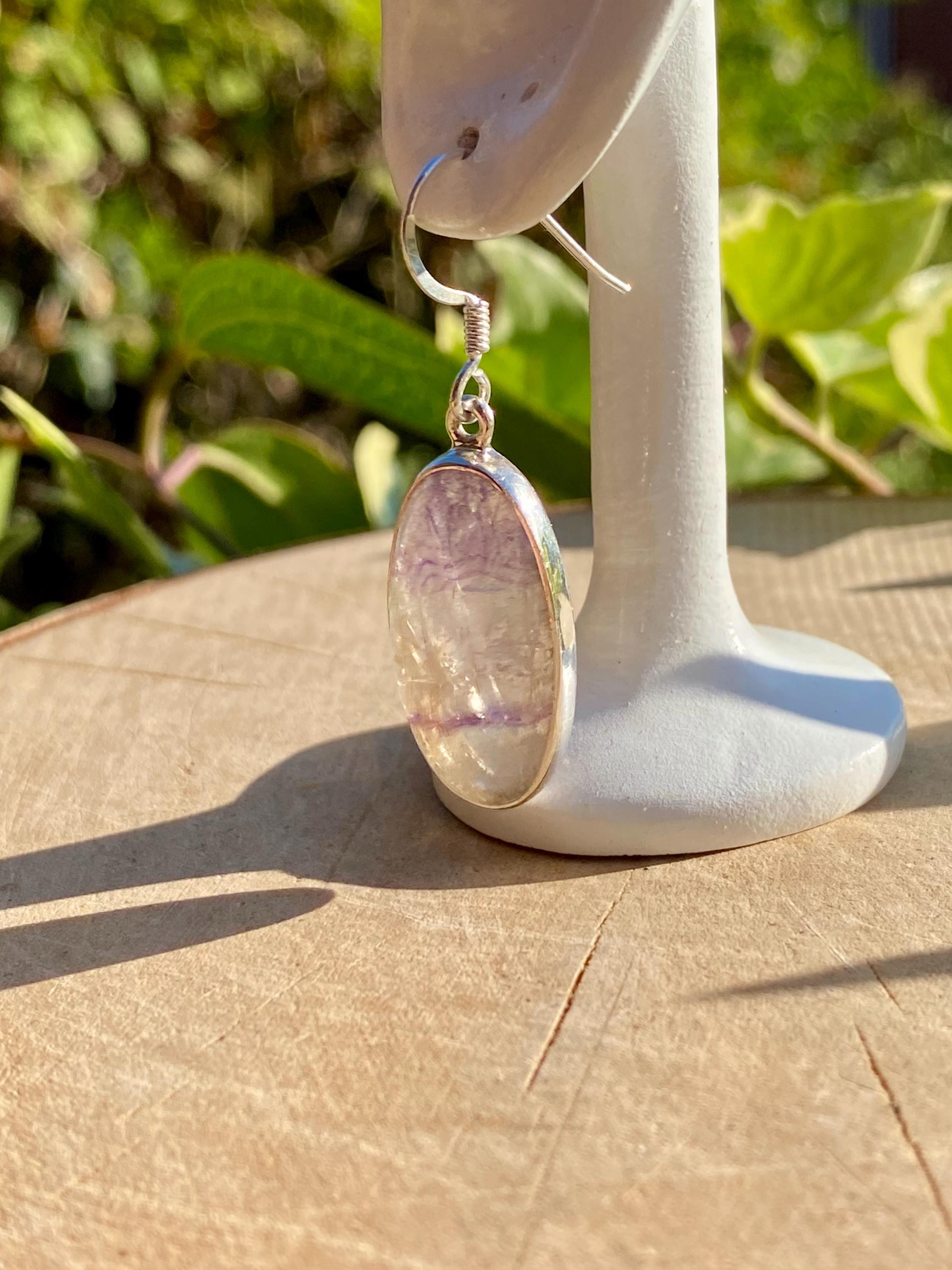 Blue John Drop Earrings: Sterling Silver, Handmade Derbyshire Jewelry