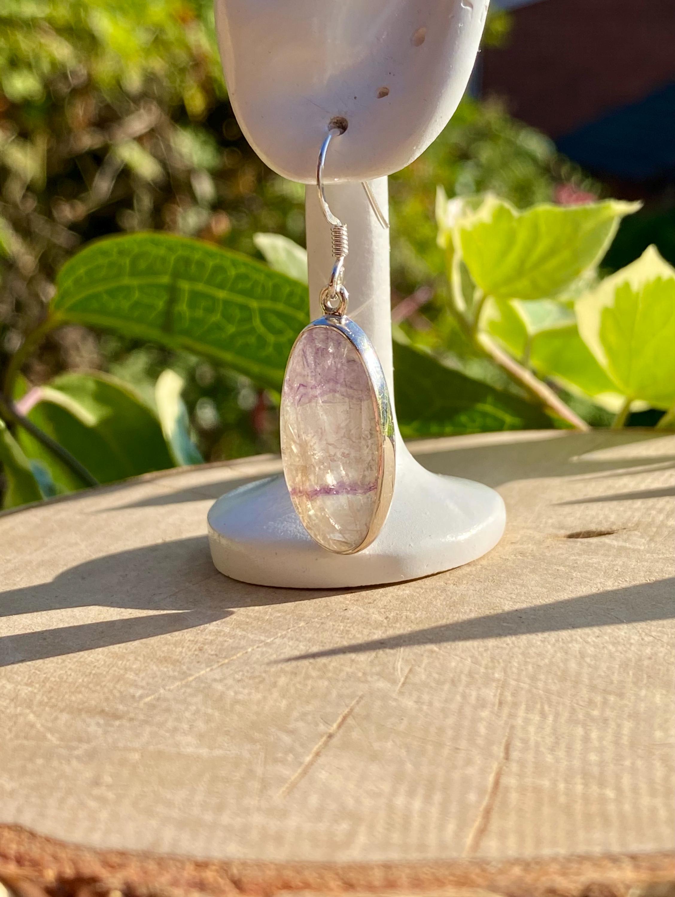 Blue John Drop Earrings: Sterling Silver, Handmade Derbyshire Jewelry