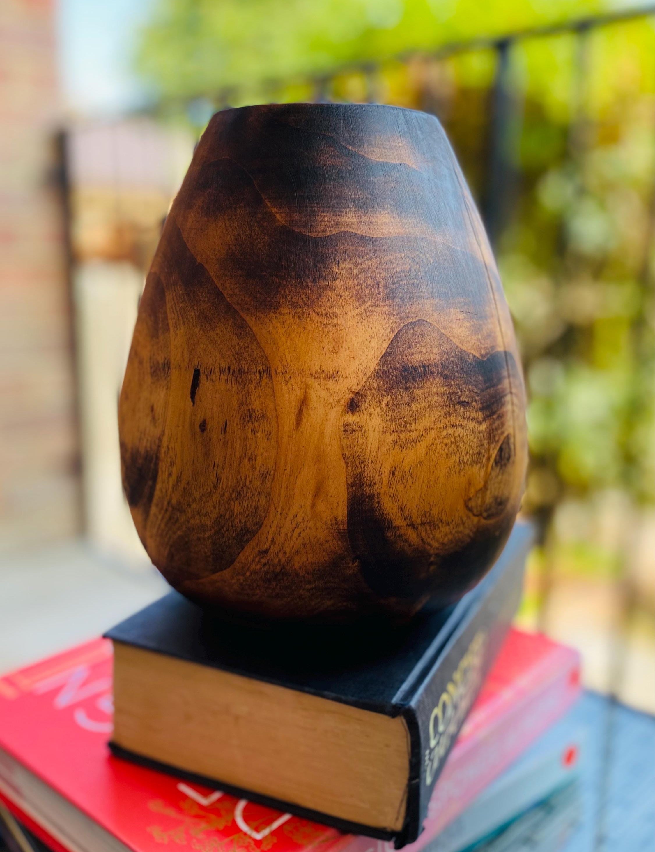 Handmade Oak Wood Vase: Rustic Minimalist Home Decor