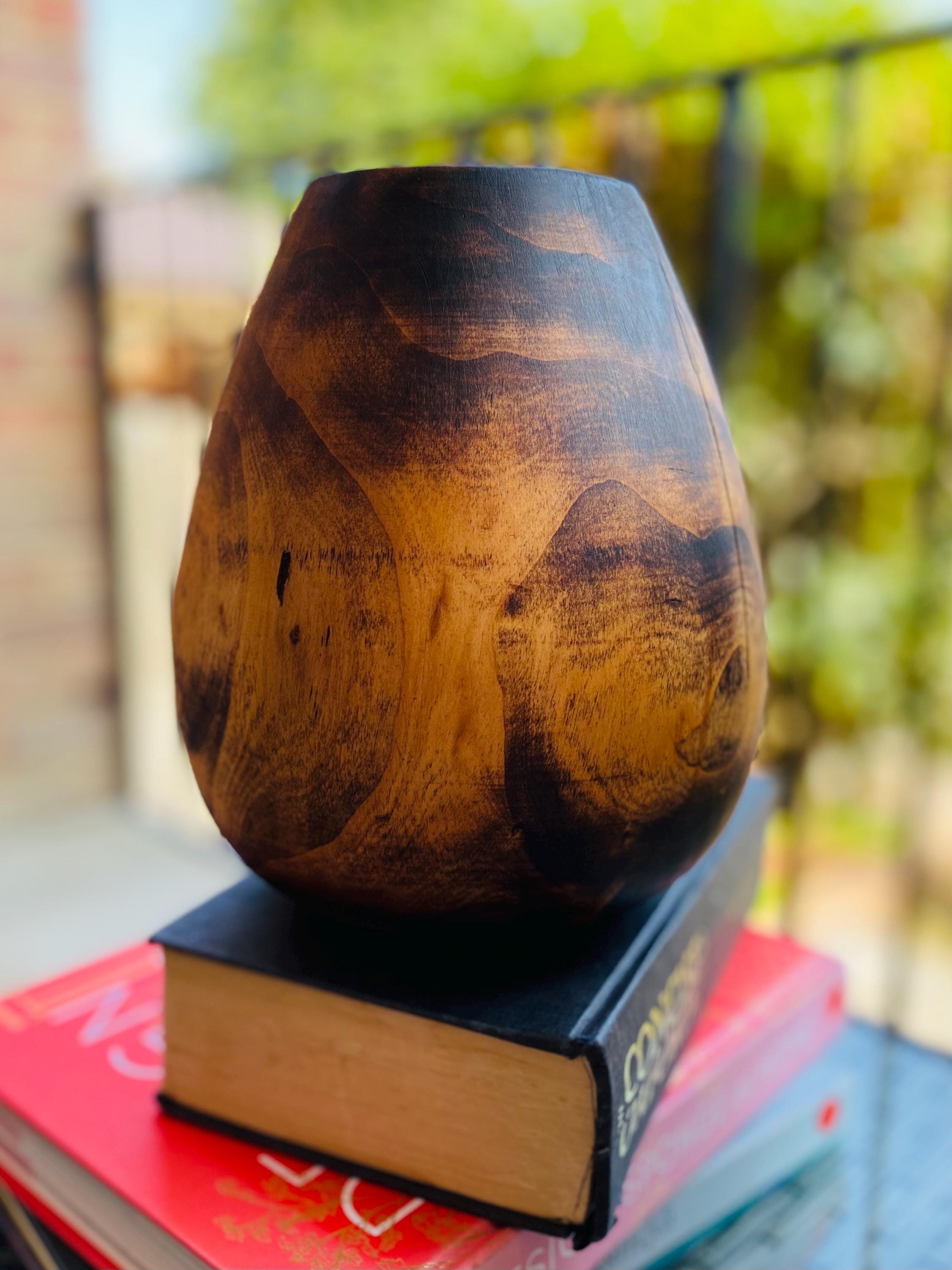 Handmade Oak Wood Vase: Rustic Minimalist Home Decor