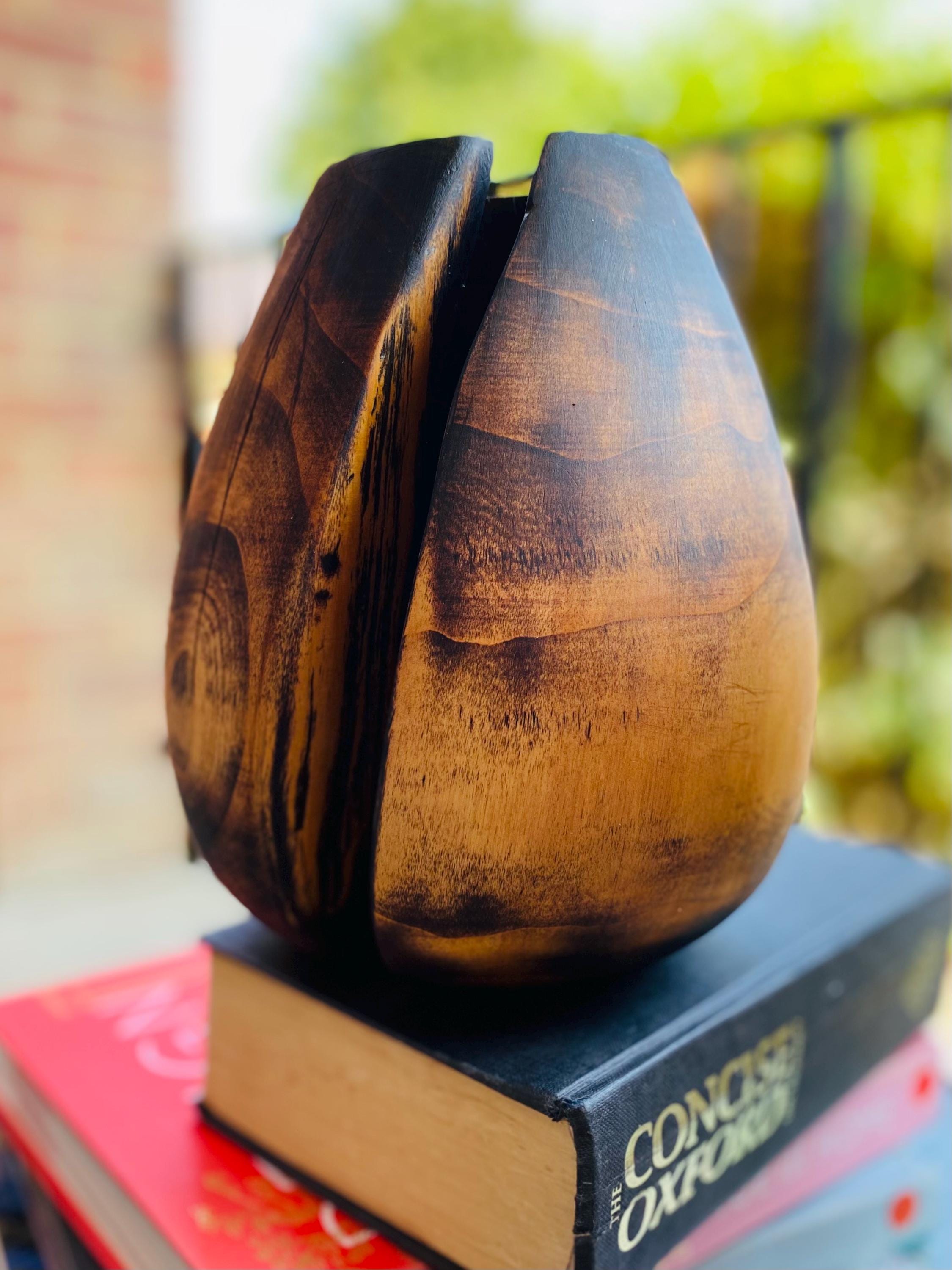 Handmade Oak Wood Vase: Rustic Minimalist Home Decor