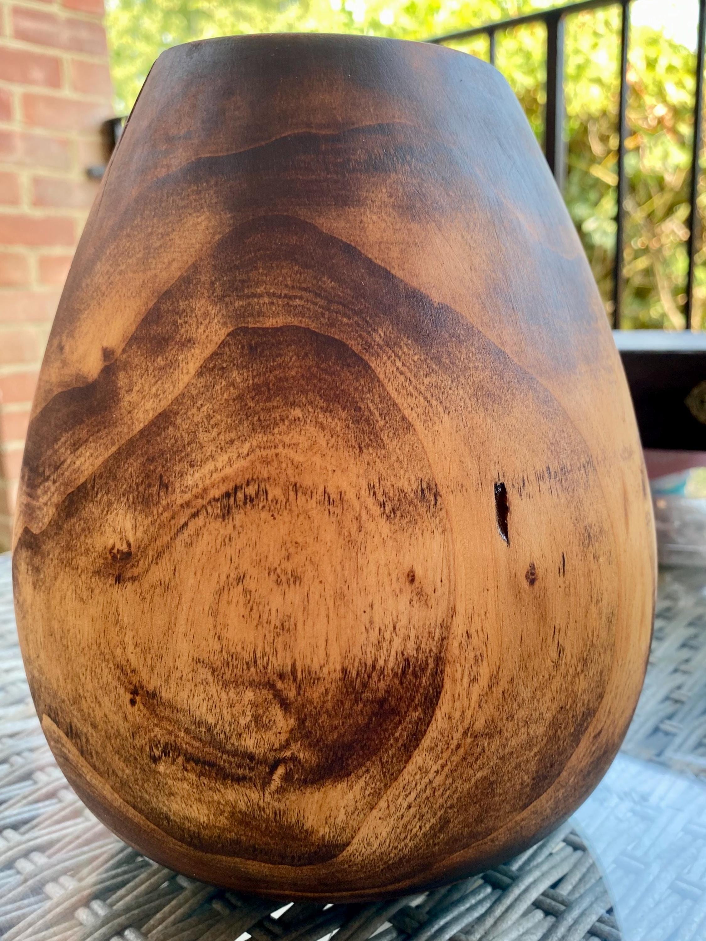 Bog Oak Wooden Vase – Hand-Turned, UK Made, Natural Oil Finish – Dried Flower