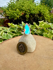 Iridescent Mystic Topaz Ring, Teardrop 23mm x 12mm Sterling Silver, Handmade UK gift