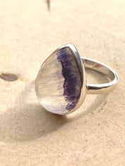 Blue John Teardrop Ring: Sterling Silver, Handmade UK Jewelry