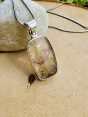 Blue John Pendant, Rectangular Sterling Silver