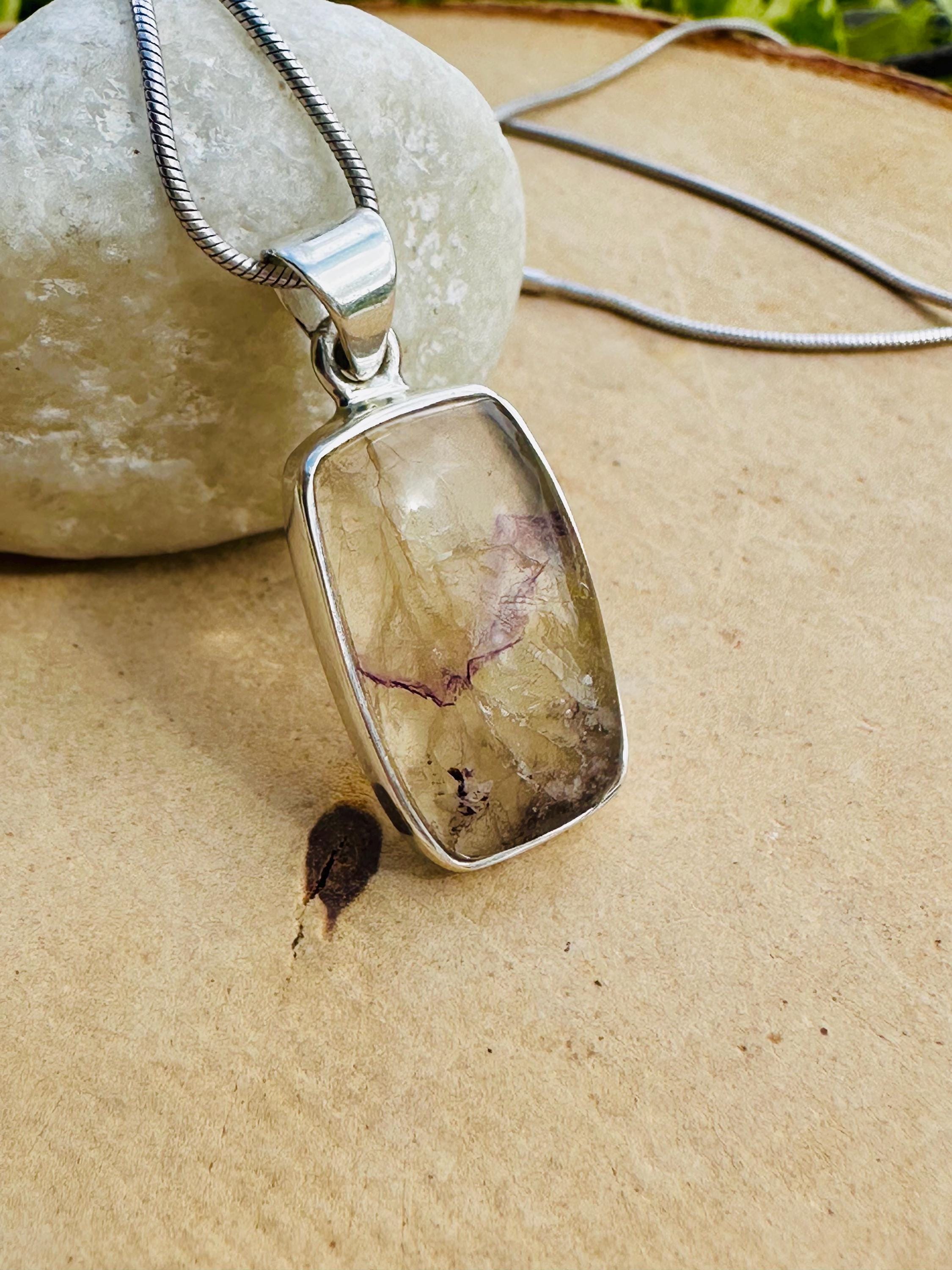 Blue John Pendant, Rectangular Sterling Silver
