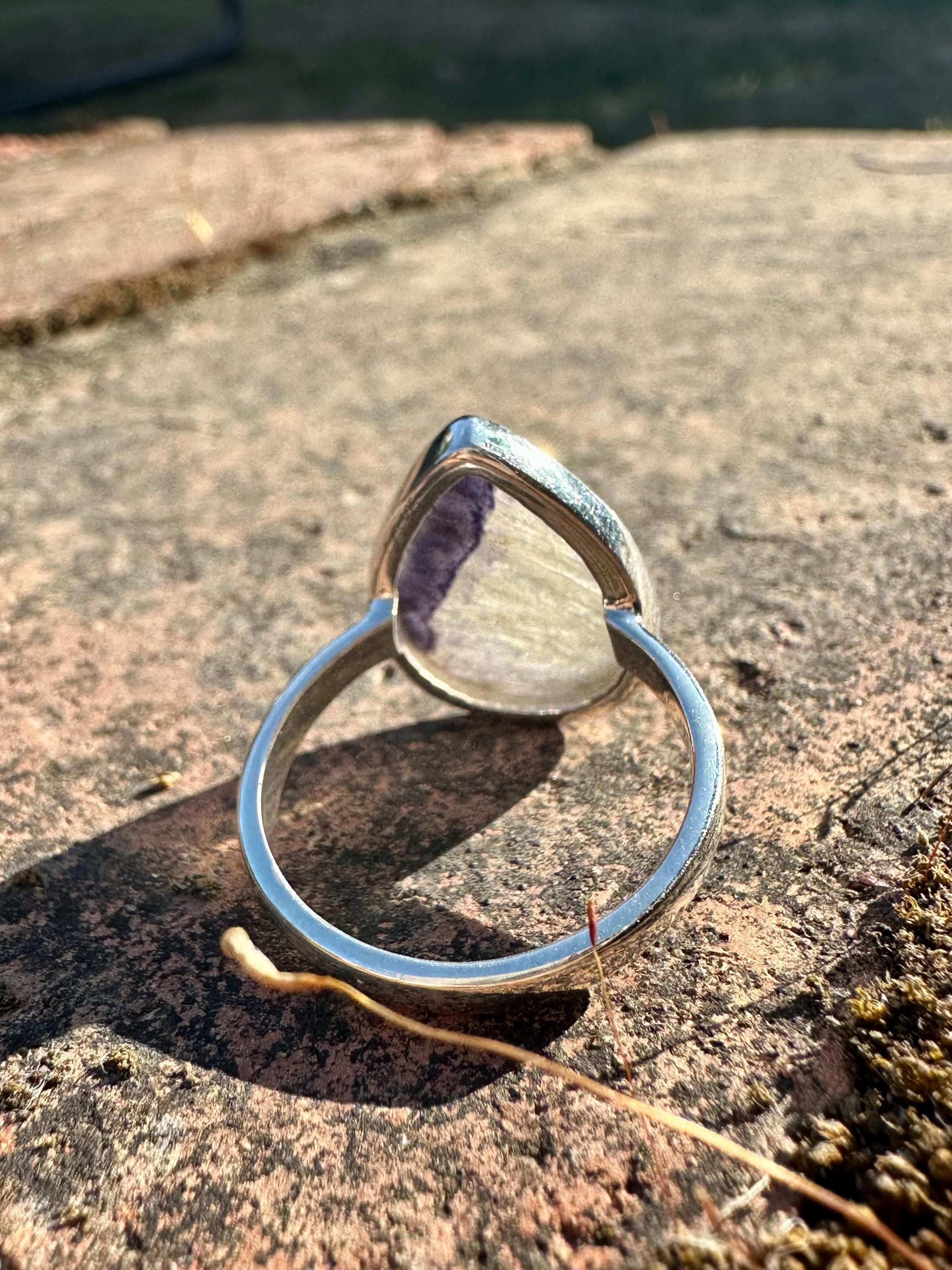 Blue John Teardrop Ring: Sterling Silver, Handmade UK Jewelry