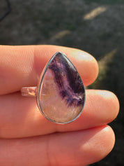 Blue John Teardrop Ring: Handmade Sterling Silver Derbyshire Gemstone