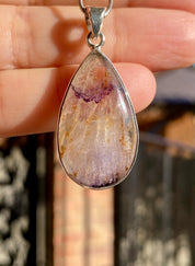 Rare Blue John Pendant, Teardrop 30mm x 18mm, Sterling Silver, Derbyshire UK