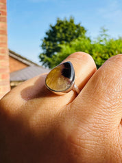 Blue John Teardrop Ring: Sterling Silver, Handmade Derbyshire Gemstone