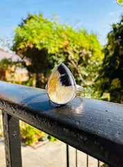 Blue John Teardrop Ring: Sterling Silver, Handmade Derbyshire Gemstone