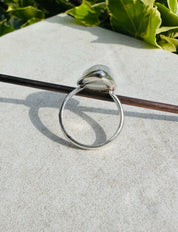 Blue Fire Moonstone Cabochon Ring, Teardrop 20mm x 13mm, Sterling Silver Handmade UK gift