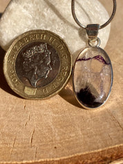 Rare Blue John Pendant, Oval 20mm x 13mm, Sterling Silver, Handmade Derbyshire UK