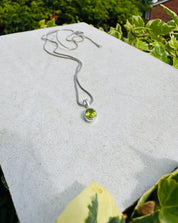 Natural Peridot Pendant, Oval 8mm x 6mm, Sterling Silver, August Birthstone, Handmade UK gift