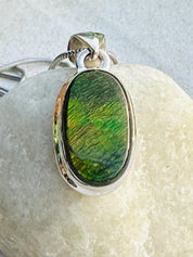 Ammolite Sterling Silver Pendant: Iridescent Gemstone Jewelry