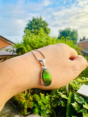 Ammolite Sterling Silver Pendant: Iridescent Gemstone Jewelry