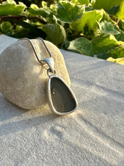 Iridescent Ammolite Pendant: Sterling Silver Pear-Cut Gemstone