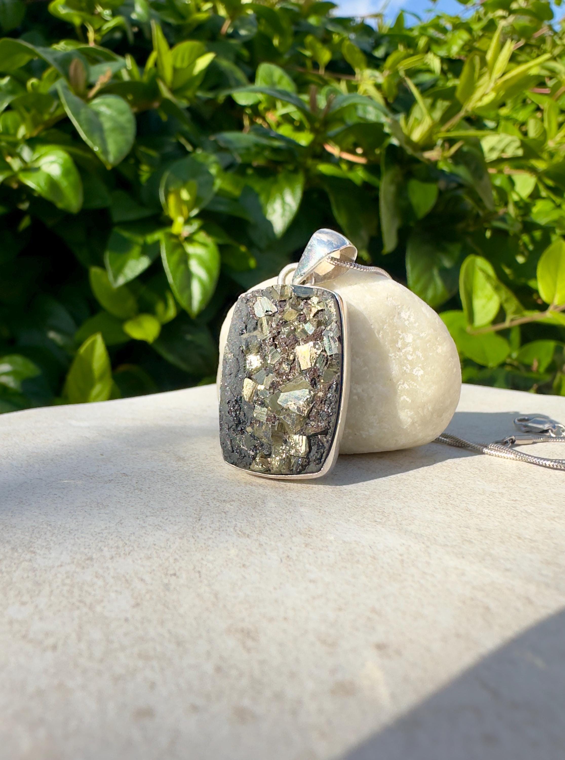 Pyrite Drusy/Druzy Silver Pendant