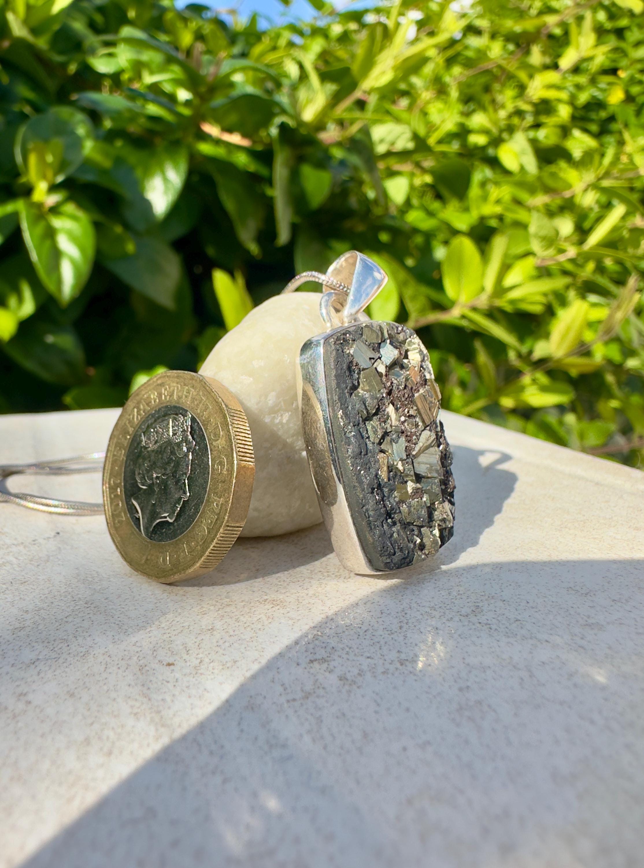 Pyrite Drusy/Druzy Silver Pendant